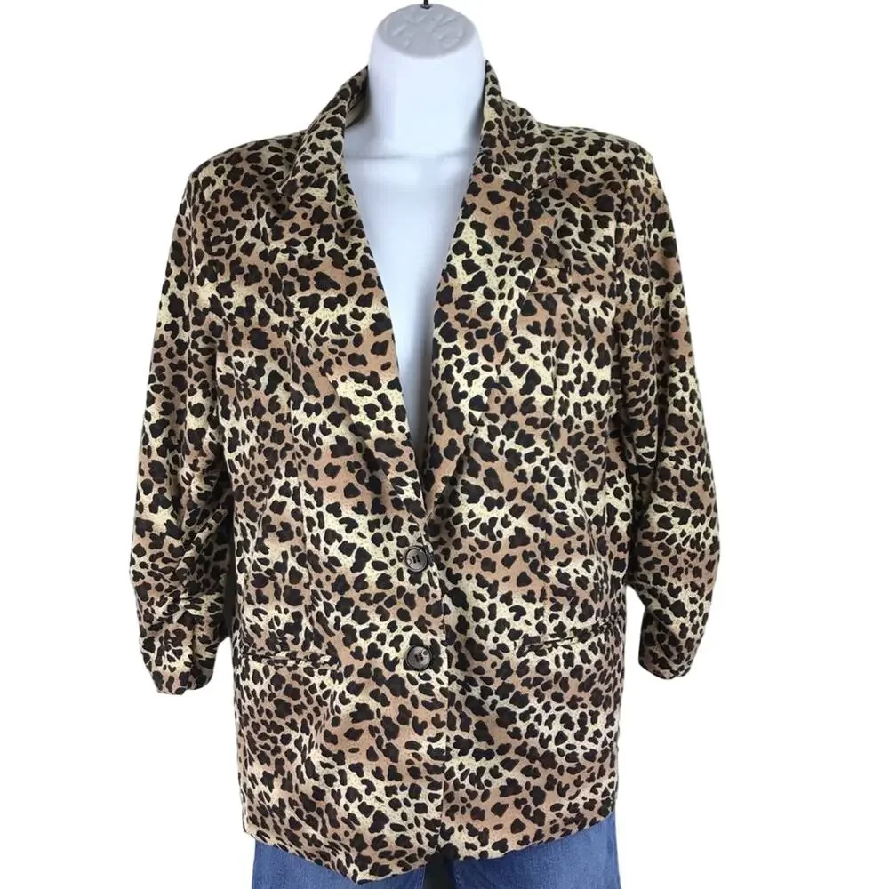 Maxim Studio leopard Print Blazer Fully lined Size Large NWT - Picture 3 of 8